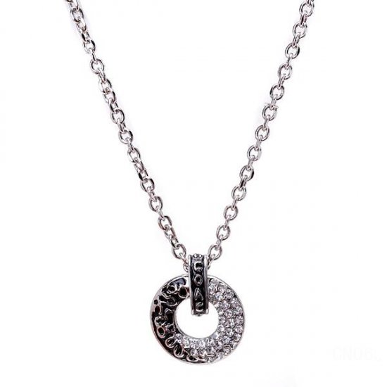 Coach Logo Circle Silver Necklaces CYF - Click Image to Close